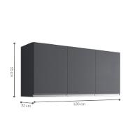 Armario Aereo Texas 3pts 1,20m Cinza Fosco - 2