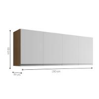 Armario Aereo Texas 4pts 1,50m Amendoa Branco - 2