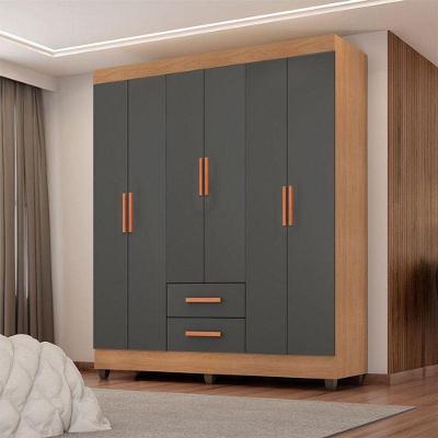 Guarda Roupa Casal Lite Ambiente 6 Portas Nature Cinza – Móveis Leão