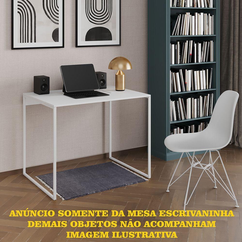 Escrivaninha Industrial Office Branca 120x53 Grécia Base Ferro Branco - 1
