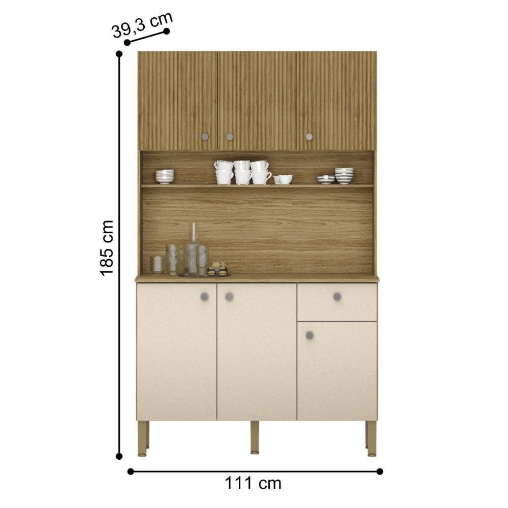 Cozinha Com Portas E Gavetas Style Freijó / Vanilla / Ripado - 3