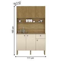 Cozinha Com Portas E Gavetas Style Freijó / Vanilla / Ripado - 3