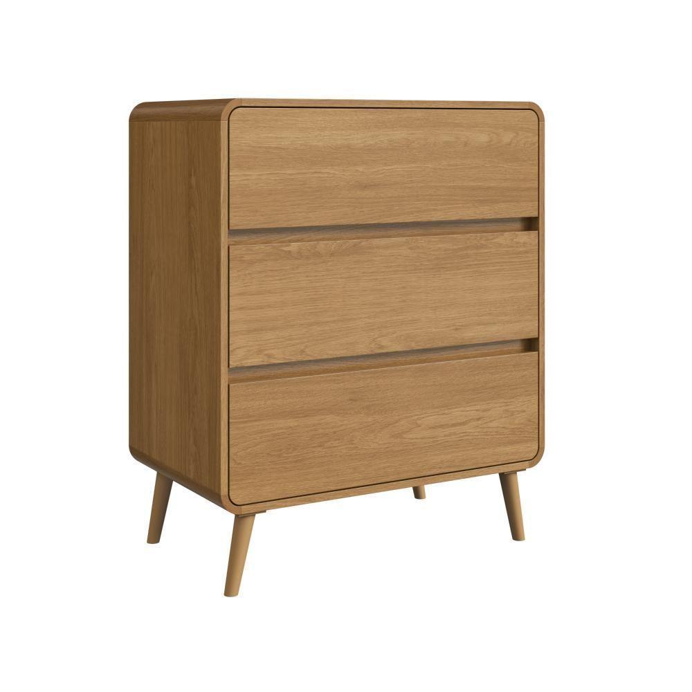 Cômoda Infantil Multiuso 3 Gavetas E Trocador Para Quarto De Bebê Estilo Retrô Carvalho Xingu - 2