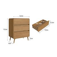 Cômoda Infantil Multiuso 3 Gavetas E Trocador Para Quarto De Bebê Estilo Retrô Carvalho Xingu