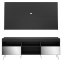 Rack Com Painel E Suporte Tv 65" Retrô Com Espelho Flórida Multimóveis V3142 Preto/Branco - 3