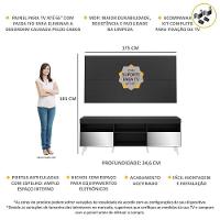 Rack Com Painel E Suporte Tv 65" Retrô Com Espelho Flórida Multimóveis V3142 Preto/Branco - 6