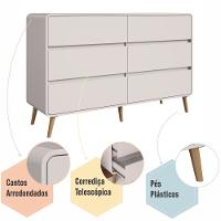 Cômoda Aparador Multiuso 6 Gavetas Estilo Retrô Moderna Para Quarto Ou Sala Bege Dunas - 5