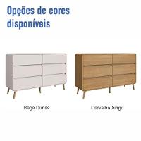Cômoda Aparador Multiuso 6 Gavetas Estilo Retrô Moderna Para Quarto Ou Sala Bege Dunas - 7