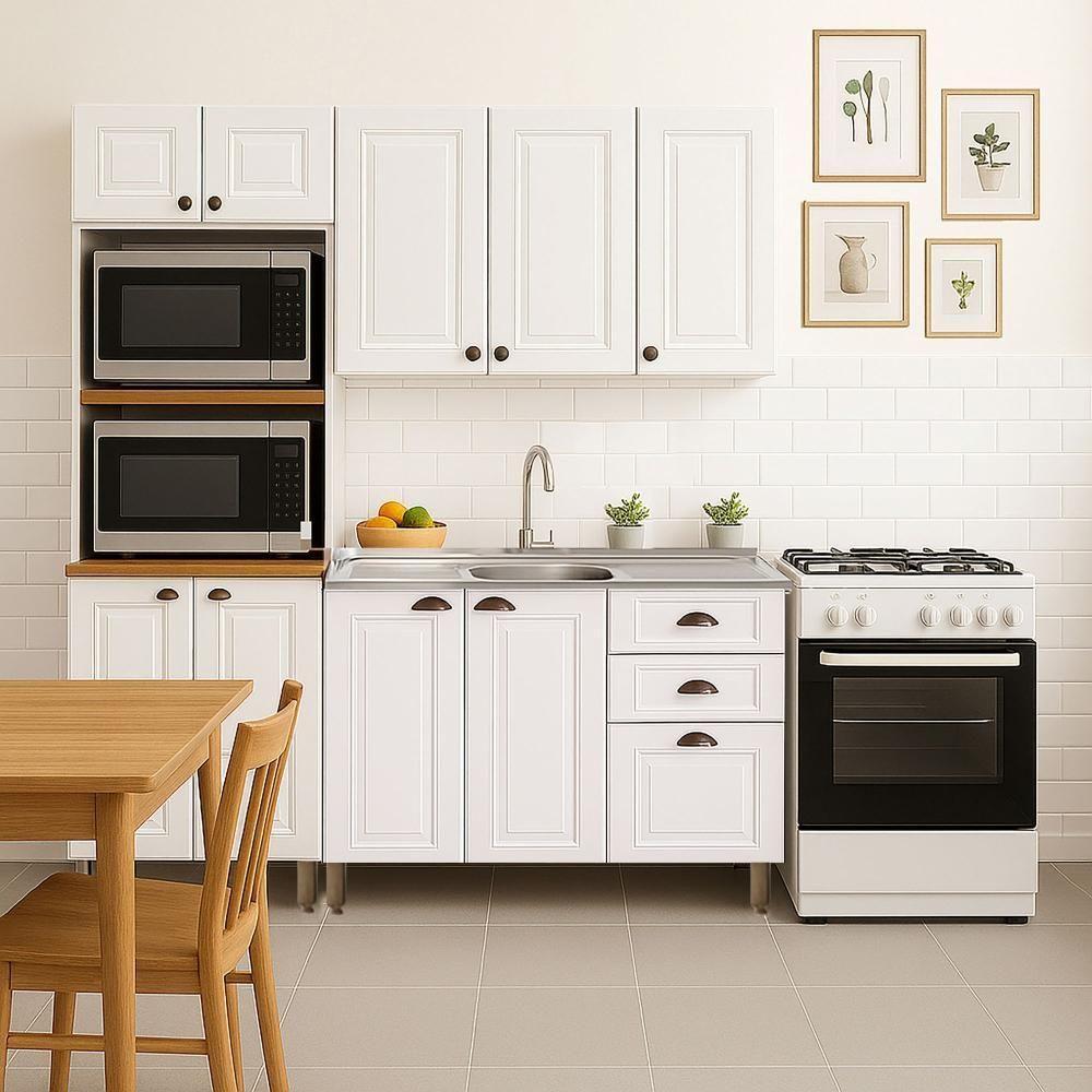 Cozinha Americana 3 Peças Com Torre Quente Branco Amoudi Móveis Branco - 1