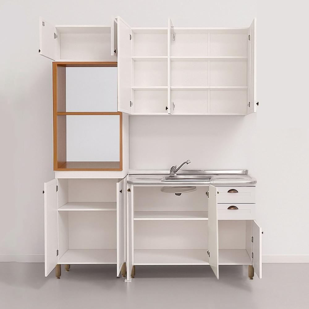 Cozinha Americana 3 Peças Com Torre Quente Branco Amoudi Móveis Branco - 9