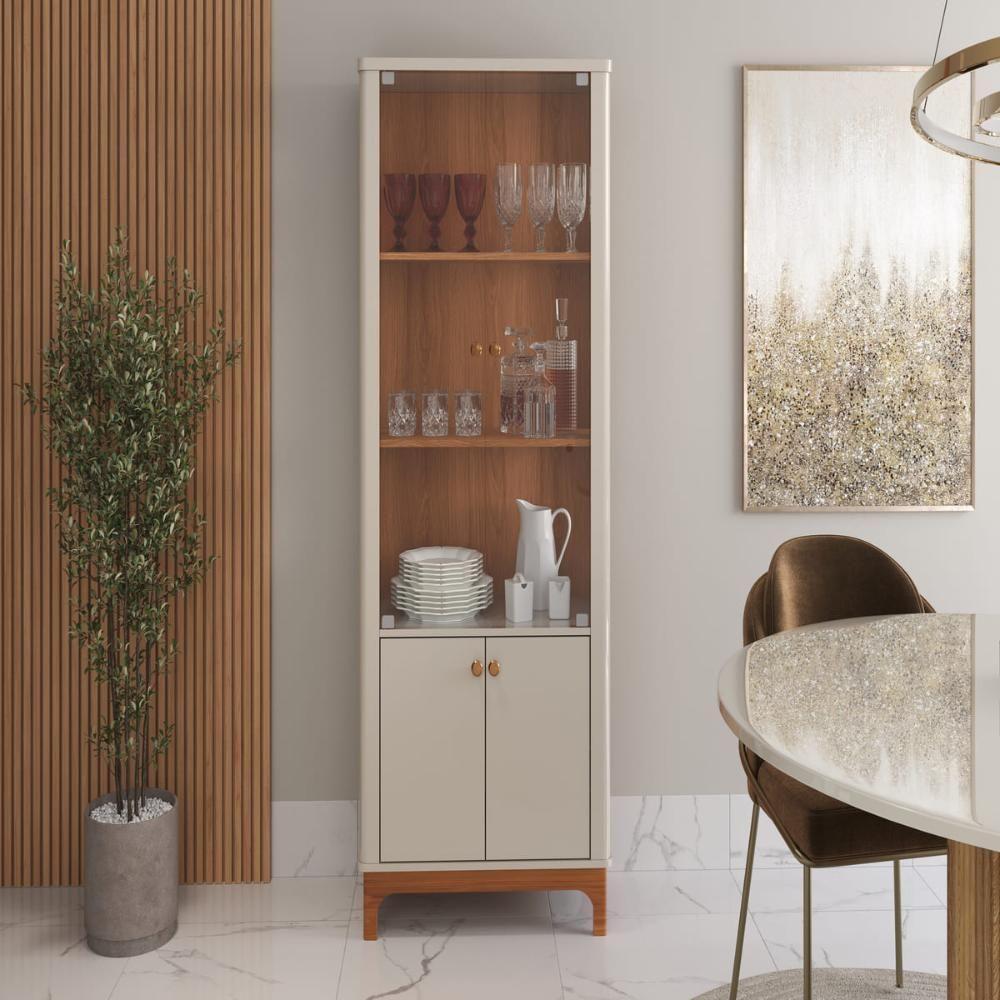 Conjunto Cristaleira Off White New-jequitiba + Buffet Beirute Off White - 2