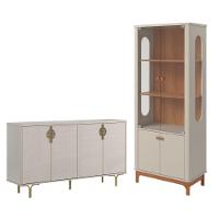 Conjunto Cristaleira Off White New-jequitiba + Buffet Beirute Off White - 1