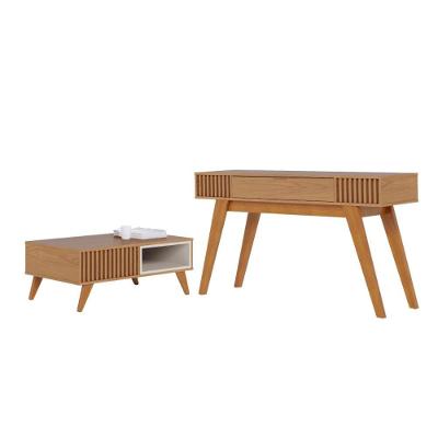 Conjunto Mesa e Aparador Reno Moderno 1 Gaveta MDP MDF 136 cm Off White