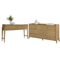 Conjunto Aparador Buffet Para Sala 3 Gavetas Lens Cadiz Hannover + Aparador Para Sala 2 Gavetas Cadiz Hannover - 1