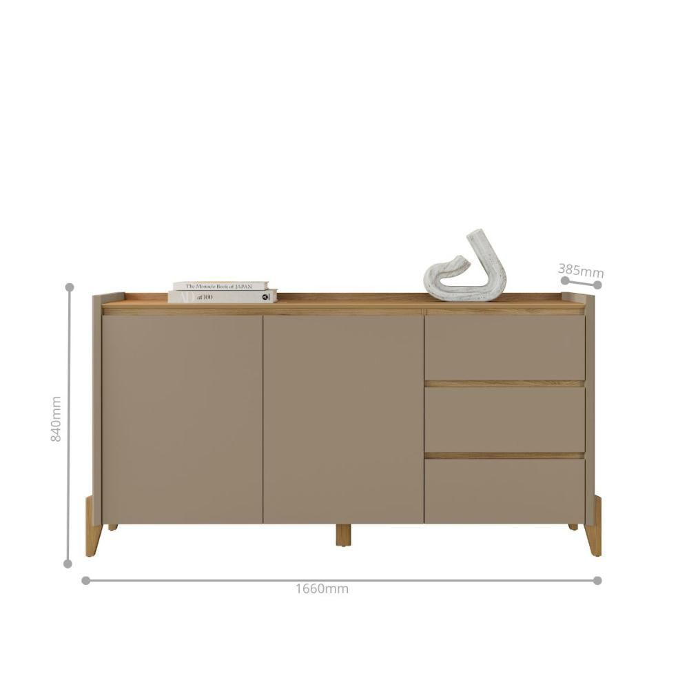Conjunto Aparador Buffet Para Sala 3 Gavetas Cadiz Hannover Fendi + Aparador Para Sala 2 Gavetas Cadiz Hannover - 4