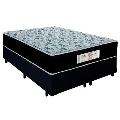 Cama Box Queen Bipartido Suede + Colchão Molas Ensacadas Sereneprime Sonnolux 158x198x65 Preto
