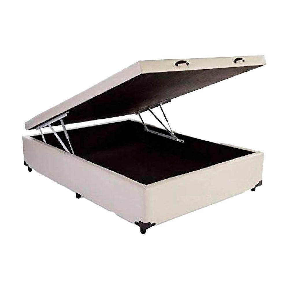 Cama Box Baú Casal Sintético Bege 138x188 - 1