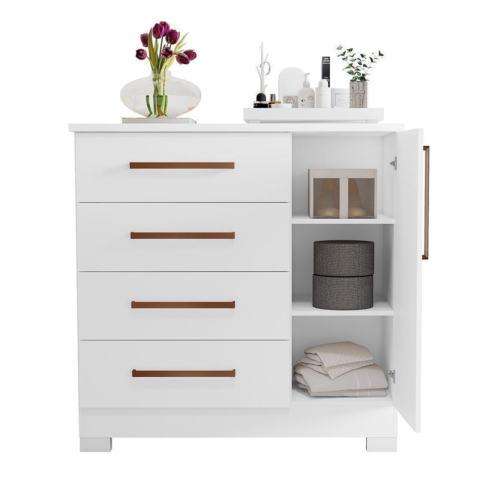 Conjunto Para Quarto Com Guarda-roupa Nt5020 E Cômoda Nt5185 Notável Móveis Branco - 3