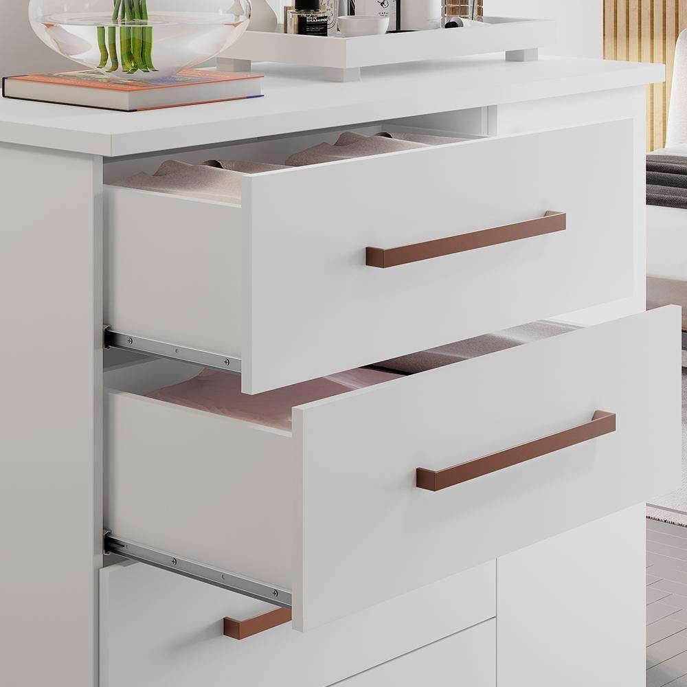 Conjunto Para Quarto Com Guarda-roupa Nt5020 E Cômoda Nt5185 Notável Móveis Branco - 6