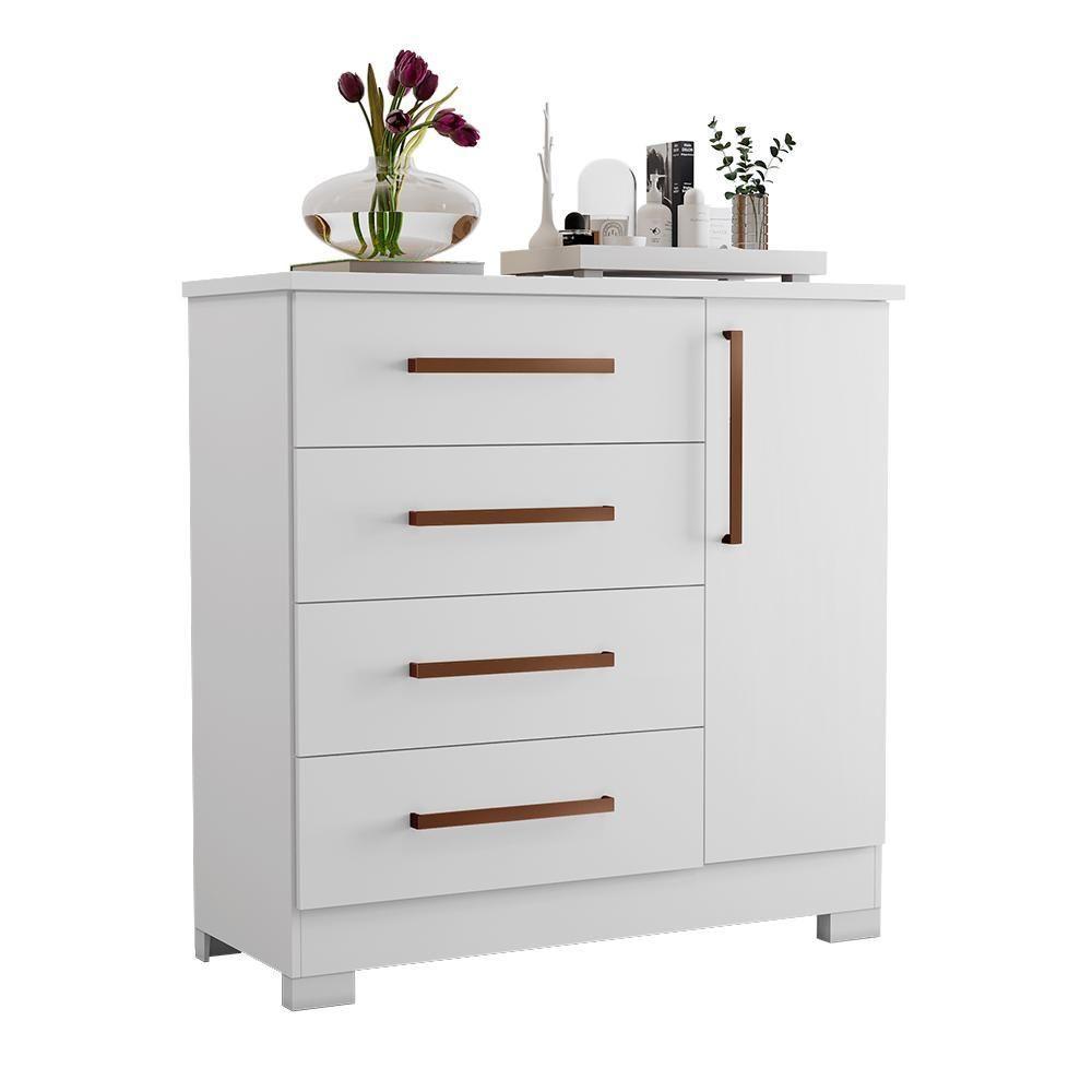 Conjunto Para Quarto Com Guarda-roupa Nt5020 E Cômoda Nt5185 Notável Móveis Branco - 7