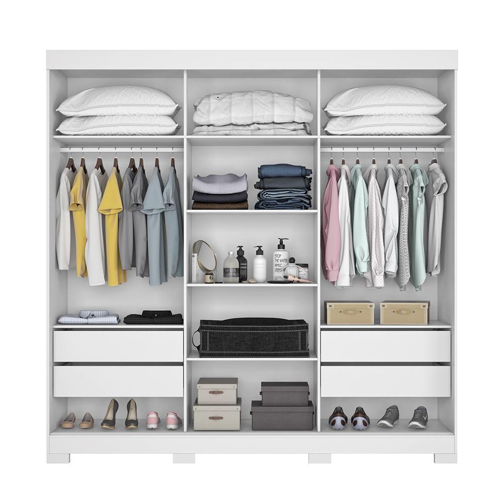 Conjunto Para Quarto Com Guarda-roupa Nt5020 E Cômoda Nt5185 Notável Móveis Branco - 10