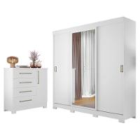 Conjunto Para Quarto Com Guarda-roupa Nt5020 E Cômoda Nt5185 Notável Móveis Branco - 1