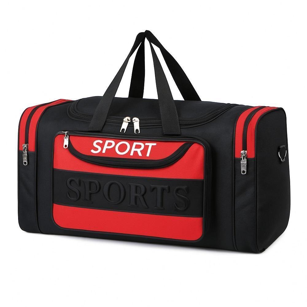 Mochila Esportiva Viagem Treino Bolsa De Mao Multiuso Mala Bordo Sacola Academia Com Bolsos Vermelha - 1