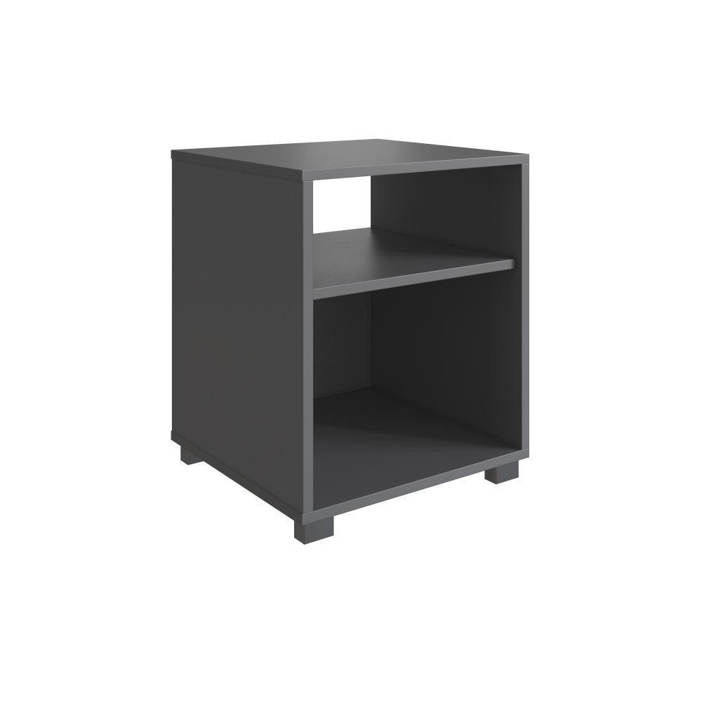 Mesa De Cabeceira Nicho 38,5cm Com Pé E Prateleira Grafite - 3