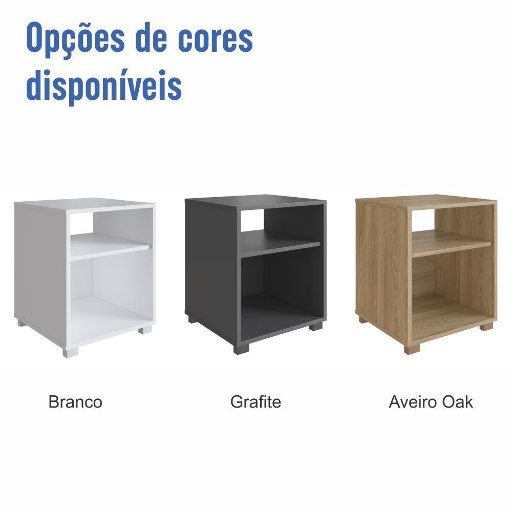 Mesa De Cabeceira Nicho 38,5cm Com Pé E Prateleira Grafite - 7