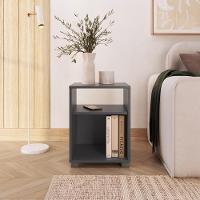 Mesa De Cabeceira Nicho 38,5cm Com Pé E Prateleira Grafite - 2