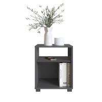 Mesa De Cabeceira Nicho 38,5cm Com Pé E Prateleira Grafite