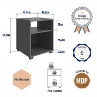 Mesa De Cabeceira Nicho 38,5cm Com Pé E Prateleira Grafite - 6