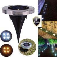 Kit 4 Luminárias Solares 8 Leds Inox Com Espeto Para Jardim Escadas E Decoração Externa - 3