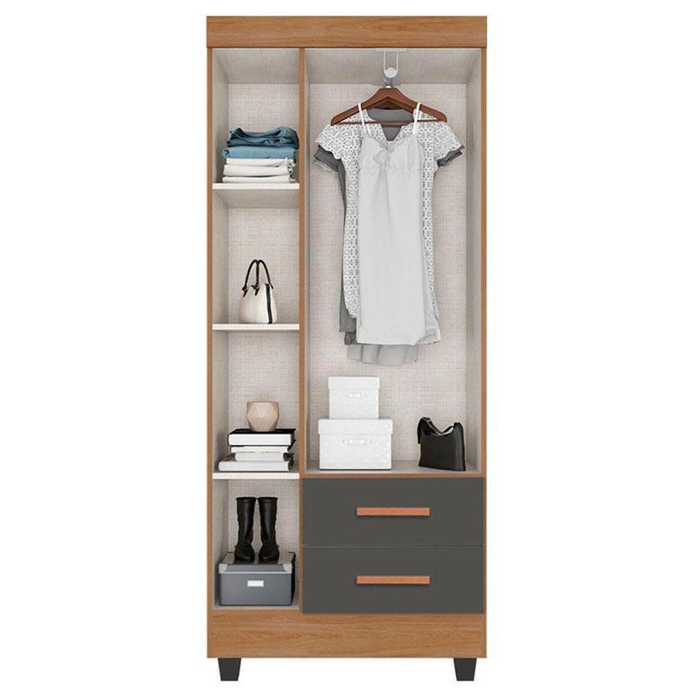 Guarda Roupa Solteiro Lite 3 Portas Nature Cinza – Móveis Leão - 3