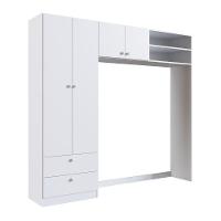 Guarda-roupa Infantil 4 Portas E 2 Gavetas Com Nichos, Prateleira E Cabideiro Para Quarto De Bebê Branco - 2