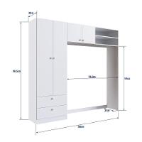 Guarda-roupa Infantil 4 Portas E 2 Gavetas Com Nichos, Prateleira E Cabideiro Para Quarto De Bebê Branco - 3