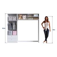 Guarda-roupa Infantil 4 Portas E 2 Gavetas Com Nichos, Prateleira E Cabideiro Para Quarto De Bebê Branco - 6