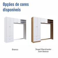 Guarda-roupa Infantil 4 Portas E 2 Gavetas Com Nichos, Prateleira E Cabideiro Para Quarto De Bebê Branco - 7