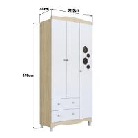 Guarda-roupa Infantil 3 Portas E 2 Gavetas Com Nichos E Cabideiro Para Quarto De Bebê Carvalho Araguaia - 3