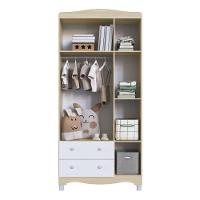 Guarda-roupa Infantil 3 Portas E 2 Gavetas Com Nichos E Cabideiro Para Quarto De Bebê Carvalho Araguaia