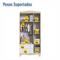 Guarda-roupa Infantil 3 Portas E 2 Gavetas Com Nichos E Cabideiro Para Quarto De Bebê Carvalho Araguaia - 5