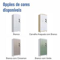 Guarda-roupa Infantil 3 Portas E 2 Gavetas Com Nichos E Cabideiro Para Quarto De Bebê Carvalho Araguaia - 8