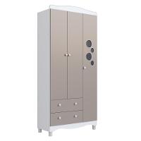 Guarda-roupa Infantil 3 Portas E 2 Gavetas Com Nichos E Cabideiro Para Quarto De Bebê Branco Com Cinnamon - 2