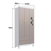 Guarda-roupa Infantil 3 Portas E 2 Gavetas Com Nichos E Cabideiro Para Quarto De Bebê Branco Com Cinnamon - 3