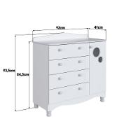 Cômoda Infantil Organizadora 4 Gavetas Grande E 1 Porta Com Prateleira E Trocador Para Quarto De Bebê Branco
