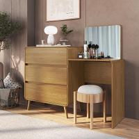 Cômoda Penteadeira Multifuncional Com Espelho E 3 Gavetas Grande Para Quarto Estilo Retrô Carvalho Xingu - 1