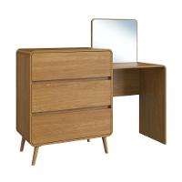 Cômoda Penteadeira Multifuncional Com Espelho E 3 Gavetas Grande Para Quarto Estilo Retrô Carvalho Xingu - 2