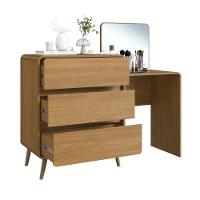 Cômoda Penteadeira Multifuncional Com Espelho E 3 Gavetas Grande Para Quarto Estilo Retrô Carvalho Xingu - 3