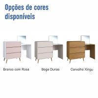 Cômoda Penteadeira Multifuncional Com Espelho E 3 Gavetas Grande Para Quarto Estilo Retrô Carvalho Xingu - 7