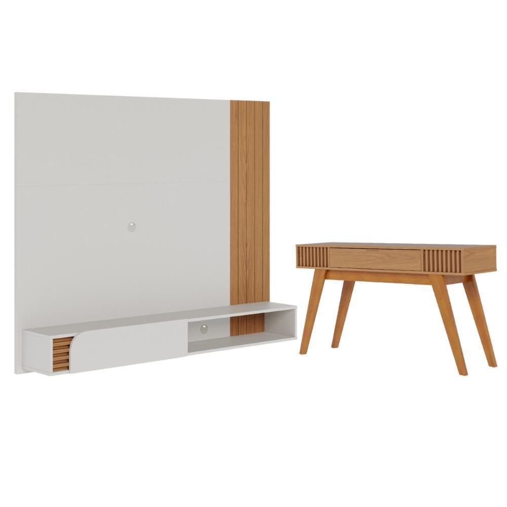 Conjunto Aparador Com Home Tv Noir Off White Matte Freijo - 1